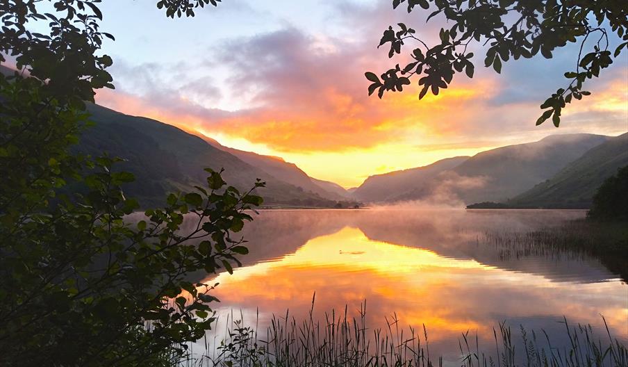 View at dawn from Pen-y-Bont Hotel. Talyllyn.