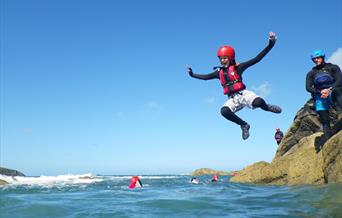 Family coasteering with Celtic Quest Coasteering in Pembrokeshire. Minimum age 8 years, share an unforgettable experience with your children exploring