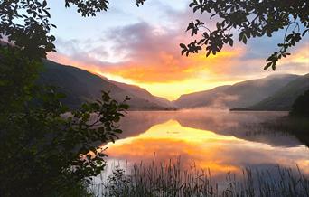 View at dawn from Pen-y-Bont Hotel. Talyllyn.