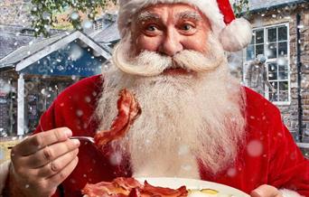 Santa eating breakfast