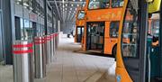 Busses lined up at Cardiff Bus Interchange